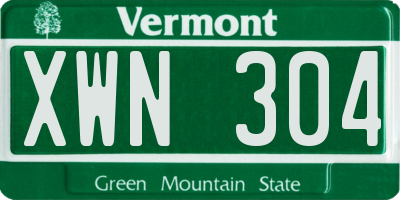 VT license plate XWN304