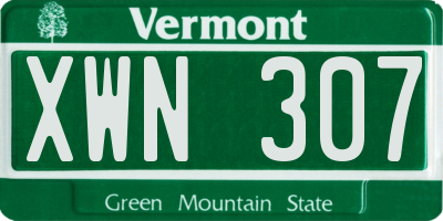 VT license plate XWN307