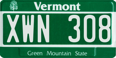 VT license plate XWN308