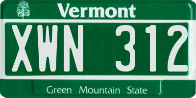 VT license plate XWN312