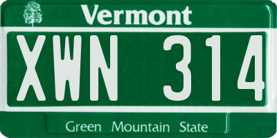VT license plate XWN314