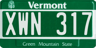 VT license plate XWN317