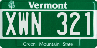 VT license plate XWN321