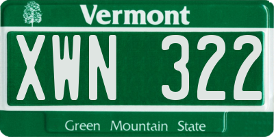 VT license plate XWN322