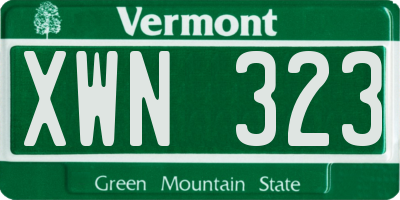VT license plate XWN323