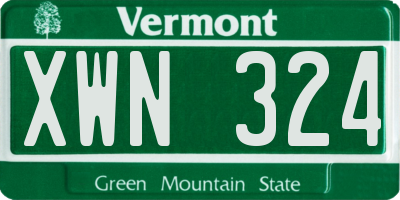 VT license plate XWN324