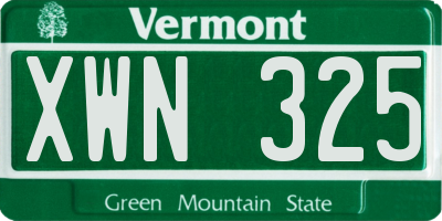 VT license plate XWN325