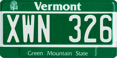 VT license plate XWN326