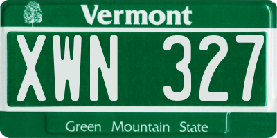 VT license plate XWN327