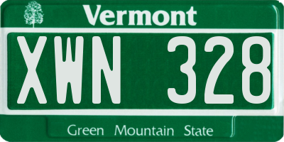 VT license plate XWN328