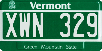 VT license plate XWN329