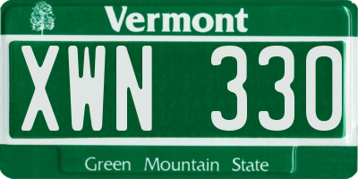 VT license plate XWN330