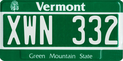VT license plate XWN332