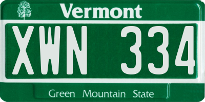 VT license plate XWN334