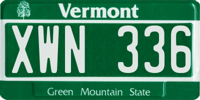 VT license plate XWN336