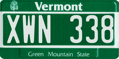 VT license plate XWN338