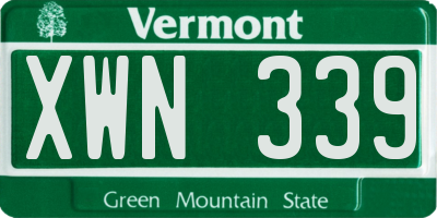 VT license plate XWN339