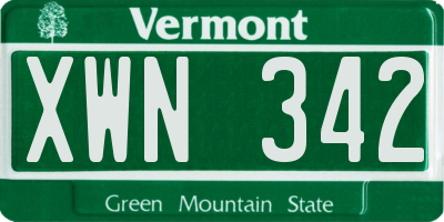 VT license plate XWN342