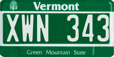 VT license plate XWN343