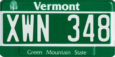VT license plate XWN348