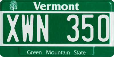 VT license plate XWN350