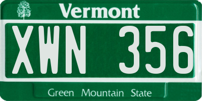 VT license plate XWN356