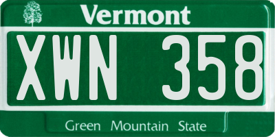 VT license plate XWN358