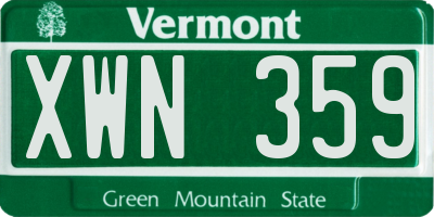 VT license plate XWN359