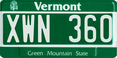 VT license plate XWN360