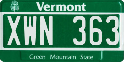 VT license plate XWN363