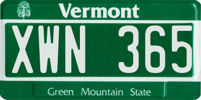VT license plate XWN365