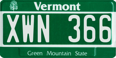 VT license plate XWN366