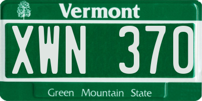 VT license plate XWN370