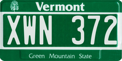 VT license plate XWN372