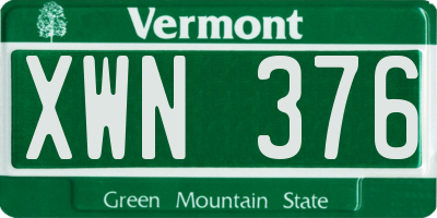 VT license plate XWN376