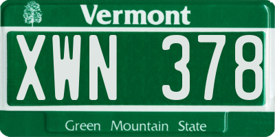 VT license plate XWN378