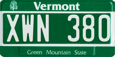 VT license plate XWN380