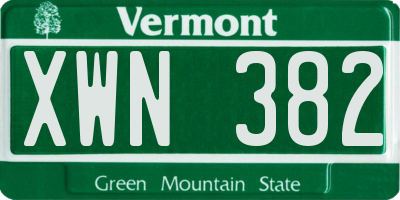 VT license plate XWN382
