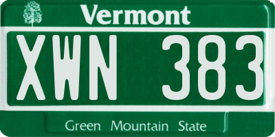 VT license plate XWN383