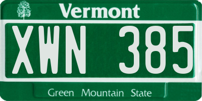 VT license plate XWN385