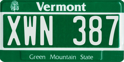 VT license plate XWN387