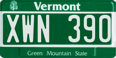 VT license plate XWN390