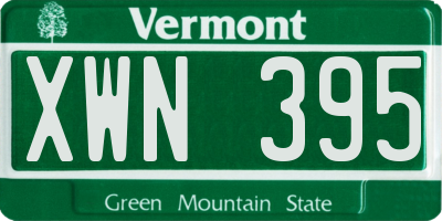 VT license plate XWN395