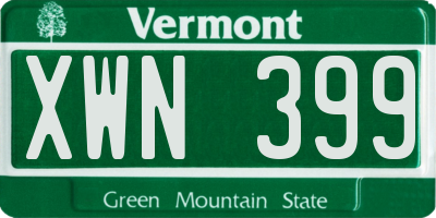 VT license plate XWN399