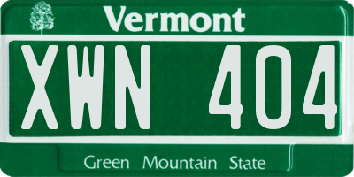 VT license plate XWN404