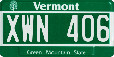 VT license plate XWN406