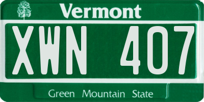 VT license plate XWN407