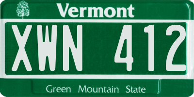 VT license plate XWN412