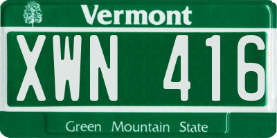 VT license plate XWN416