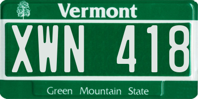 VT license plate XWN418